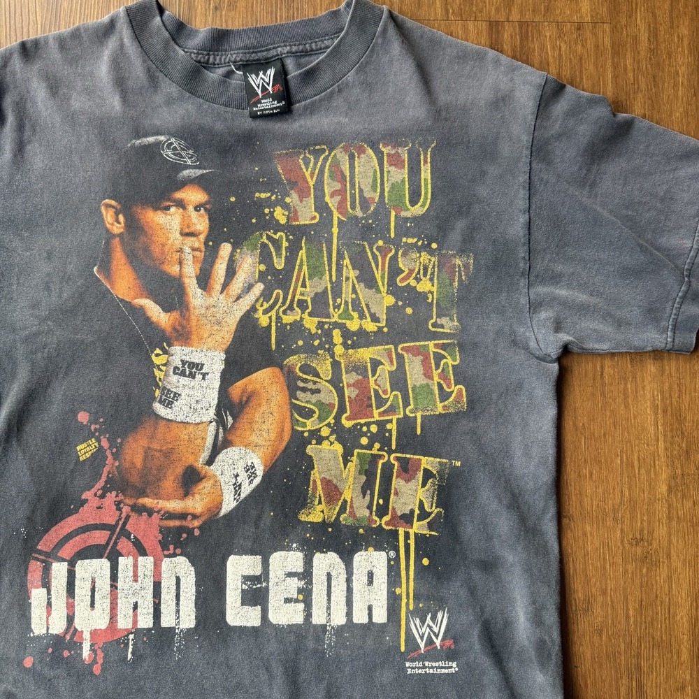 Vtg 2007 WWE John Cena Wrestling Medium T-Shirt Tee You Can't See Me Small Mens - Picture 8 of 14